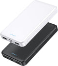 [2 Pack] Portable Charger Power Bank 10000mAh,Ultra Slim Compact External Battery Pack with USB C Input & Dual USB Outputs Backup Charger Compatible with iPhone 13,12, Samsung S20,Tablet -Black+White by AONIMI