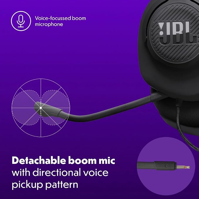 JBL Quantum 100M2 Wired Gaming Headset, Detachable Mic - Black | Memory Foam Ear Cushions And 3.5 Mm Jack Work With PC, PlayStation, Xbox, Nintendo Switch For Immersive PC Gaming Sessions - Image 4