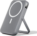 Magnetic Power Bank 10000mAh with for MagSafe Charging,PD 22.5W Fast Charge,Foldable Stand,Dual USB Output,LED Display (Space Gray) by LENUTO