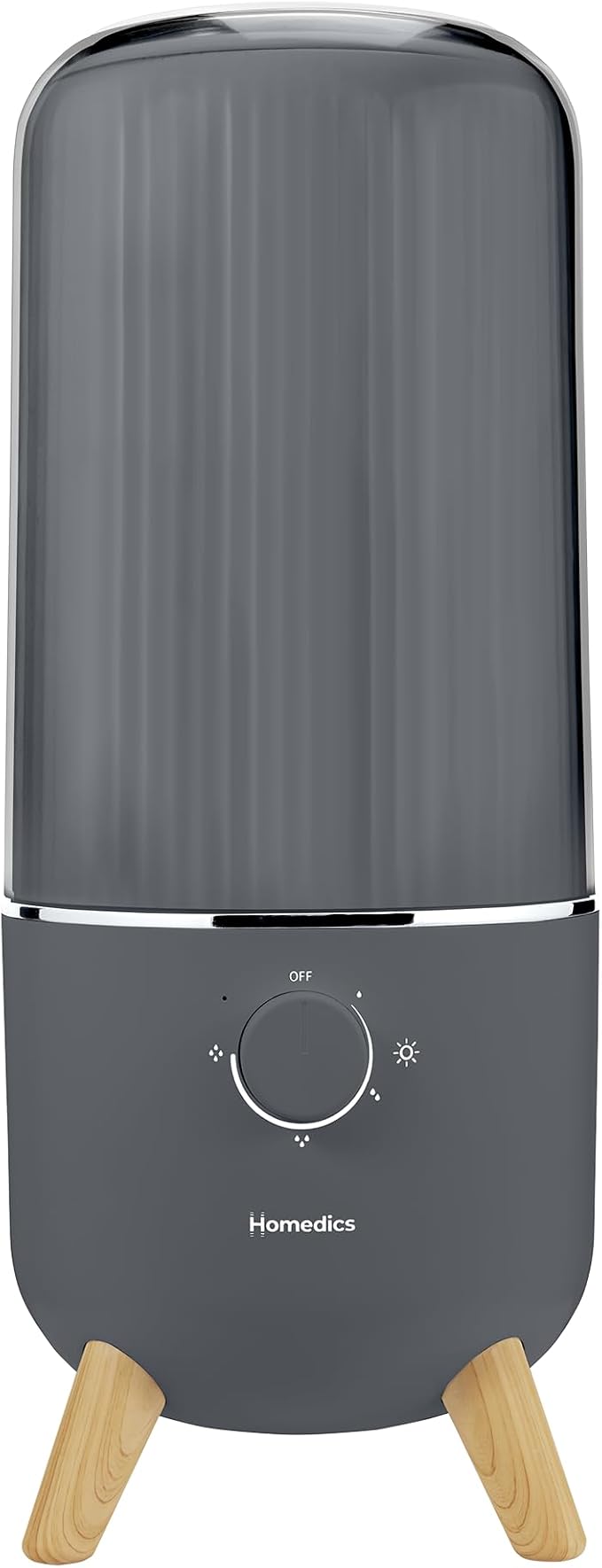 Homedics Ultrasonic Humidifier, Bedrooms and Home Offices, 0.97-Gallon Tank, 45-Hour Runtime, Visible Ultra-Quiet Cool Mist, Aromatherapy, Demineralization Cartridge, Night-Light, Auto-Off, Platinum by Homedics