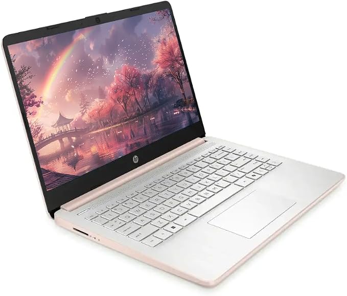 HP 14" Business Laptop Computer with Microsoft Office 365, 4-Core Intel Processor, 128GB Storage, 4GB RAM, Windows 11, SageNova Earphones, Pale Rose Gold - Image 4