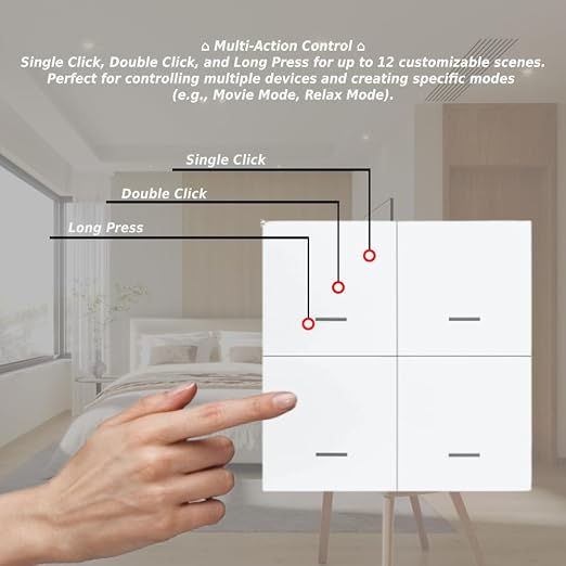 Wireless Tuya & Zigbee Compatible 4-Gang Scene Switch – Smarthome & Home - Image 2