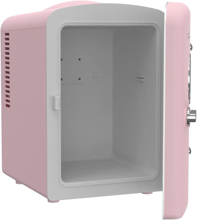 Frigidaire EFMIS171 Retro Mini Portable Personal Fridge - Ideal for Home, Office or Dorm - Includes Carrying Handle, AC/DC Wall/Car Charger (Pink) - Image 4