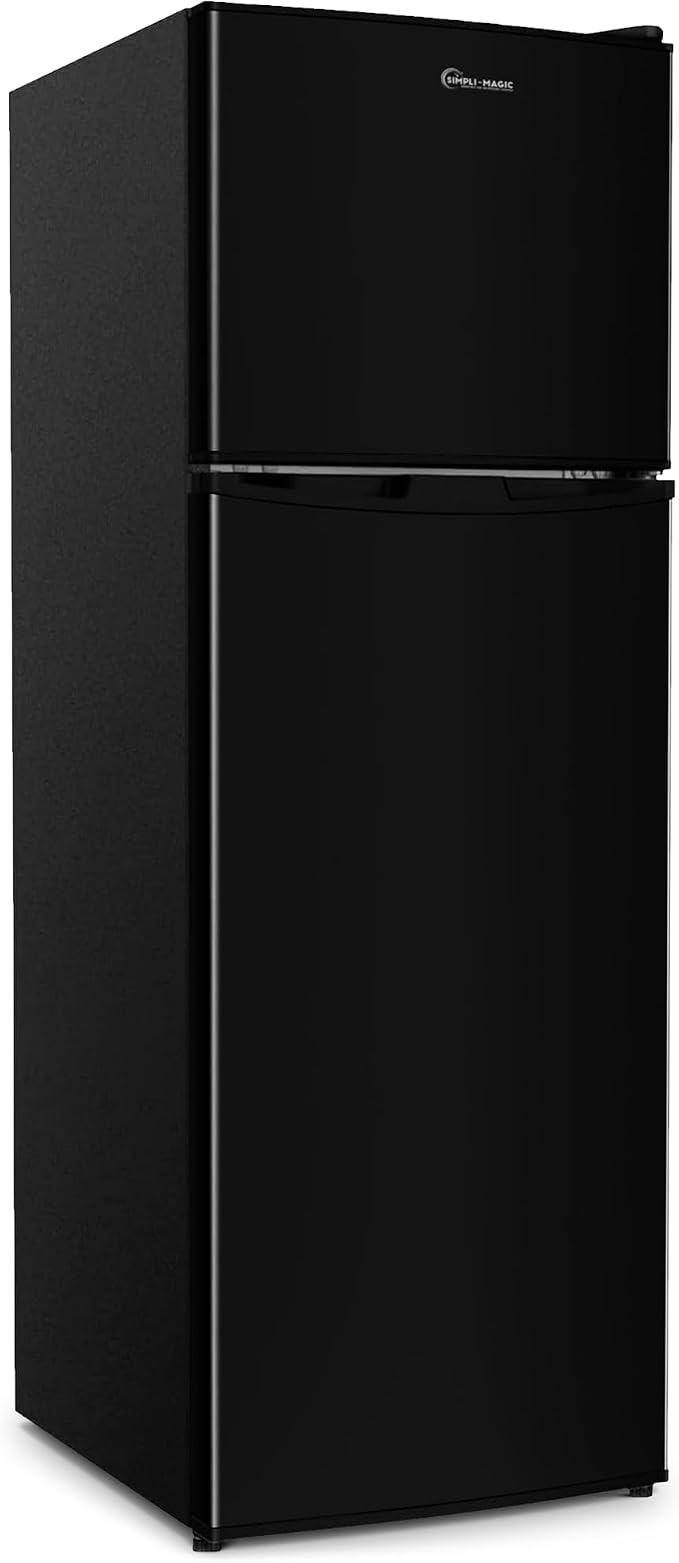 Simpli-Magic 10 Cu.Ft. Fridge with Freezer – Double Door Compact Refrigerator for Office, Dorm, Bedroom, Garage – Adjustable Thermostat, Large Capacity, Stainless Steel Finish by Simpli-Magic