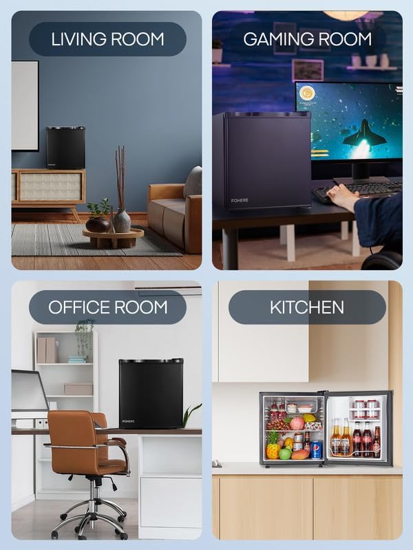 FOHERE Mini Fridge with Freezer, 1.6 Cu.ft Compact Small Drinks Refrigerator for Bedroom Single Door, Energy Saving 7-Level Adjustable Thermostat Dorm Fridge, for Apartment, Black - Image 7