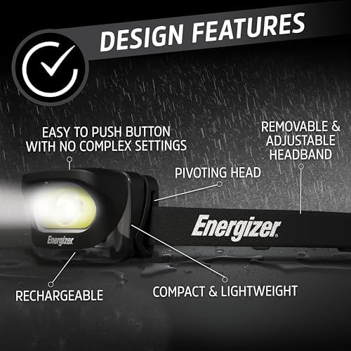Energizer LED Rechargeable Headlamp (2-Pack), Black, LED Headlamp with Red Light Option, USB Charging Cables Included, Black - Image 3