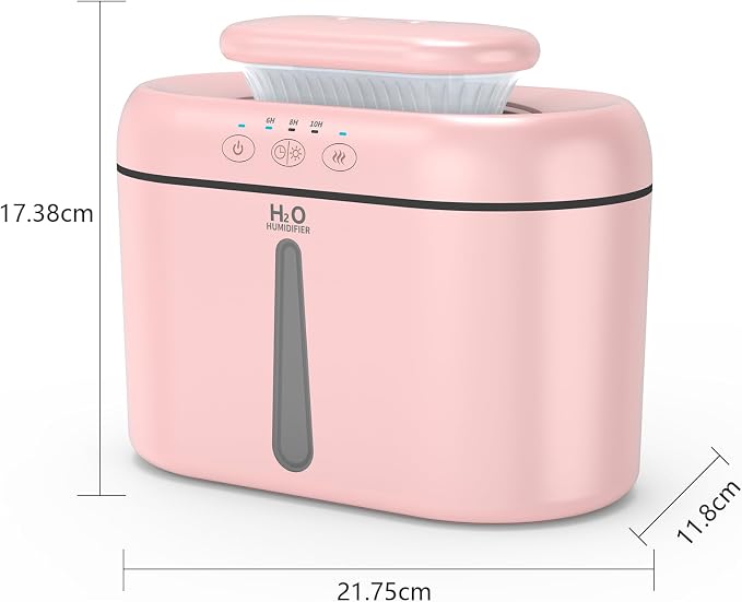 SZO Humidifiers for Bedroom, 2.5L Capacity, Auto Shut-Off, Easy to Fill & Clean, 16 dB Quiet Ultrasonic Humidifier for Large Room, Plants, Baby Nursery, Indoor, Night Light(soft pink) - Image 9