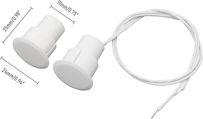 2PCS Recessed Wired Security Window Door Contact Sensor, Normally Closed NC - Image 2
