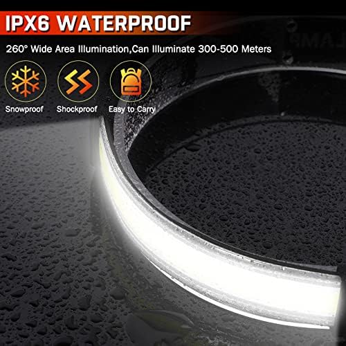 Rechargeable Headlamp,Super Bright 1500 Lumens 6 Modes Head Lamp Led Rechargeable with Tail Red Light,Wide Beam Led Headlamp Waterproof for Adults Outdoor Camping Hiking Hunting Accessories - Image 4