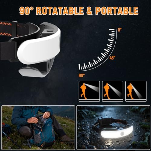 ZioeYiue LED Headlamp Rechargeable 2P, 230° Wide Beam Head Lamp for Adults - Image 4
