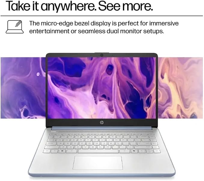 HP 2025 Student Business Laptop, Intel Processor N150(up to 3.6 GHz), 14 Inch LED Screen,16G RAM, 256GB Storange (128GB UFS+128GB MSD),1 Year Office 365, Windows 11 Home,Sky Blue w/YYY Accessories - Image 3