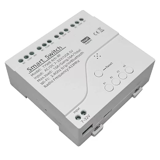 4 Channel Smart WiFi RF Bluetooth Wireless Dry Contact Relay Switch Module by MHCOZY