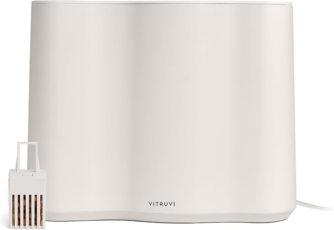 Vitruvi Cloud Bedside Humidifier, White Humidifier, 24 Hr Run Time, 602ft Coverage, Large Home Bedroom, Baby Room - Includes 3 Month Filter by vitruvi