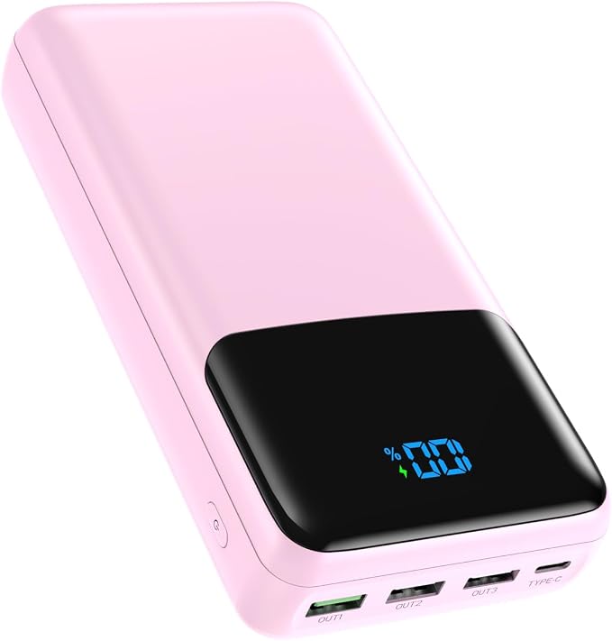 Portable Charger 50000mAh Power Bank, High Capacity External Battery Pack for Camping, USB-C PD 30W Fast Charging Portable Phone Charger for iPhone 17/16/15/14/13/12/11 Samsung Android (Pink) by Unknown