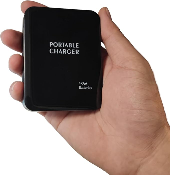Battery Operated Phone Charger with LED|EmergencyUSB Battery Powered Power Bank Portable 4 AA Batteries Powered Outlet (2Pack Black) - Image 7
