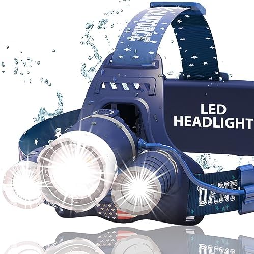 DanForce Bright LED Headlamp – American Made Head Flashlight – 3 Cree® LEDs, 4 Modes, 6000 Lumens, Rechargeable Batteries – Sweat-Resistant Band – Dust and Waterproof + FREE Lenses by , (Haki) by DanForce
