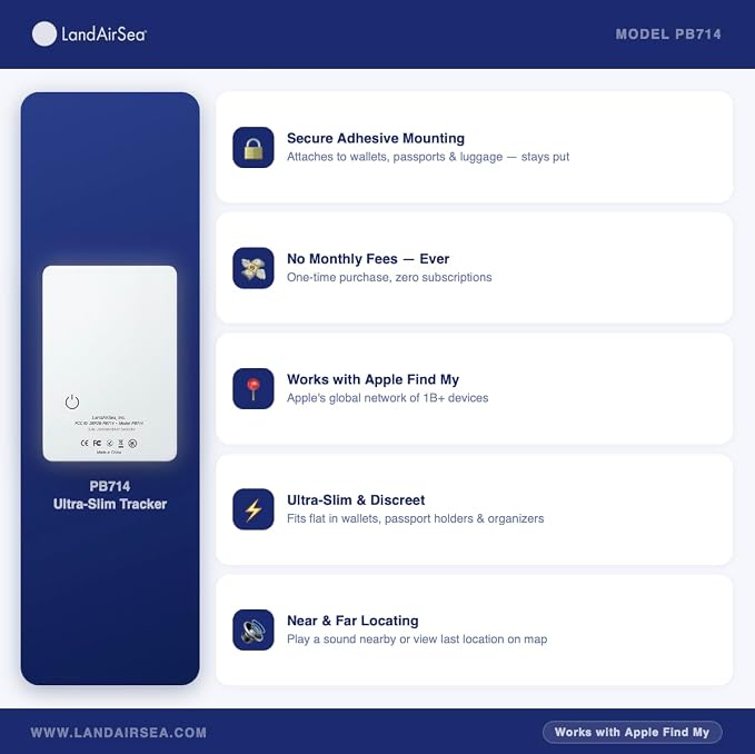 LandAirSea PB714 – Ultra-Slim Apple Find My Wallet Tracker - Image 6