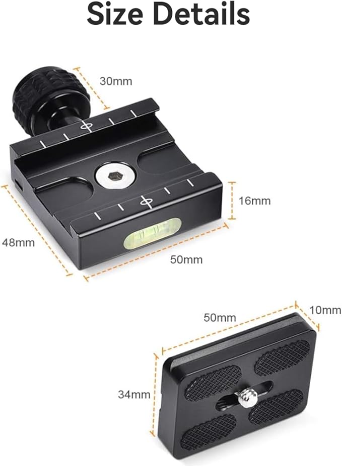 UTEBIT 50mm Arca Swiss Quick Release Plate, Aluminum QR Clamp Adapter Set - Image 6