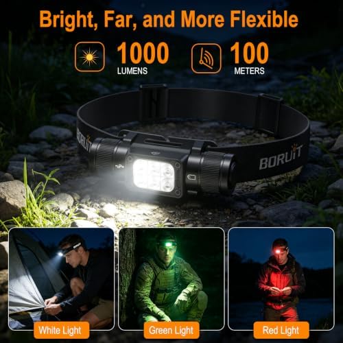 HP360 Rechargeable Headlamp Gift Set, 1000 Lumens LED Head Lamp with First Aid Kit, Emergency Blanket, Multi Tool, Whistle & Compass, IP67 Waterproof, Gift for Men, Father's Day Birthday Christmas - Image 3