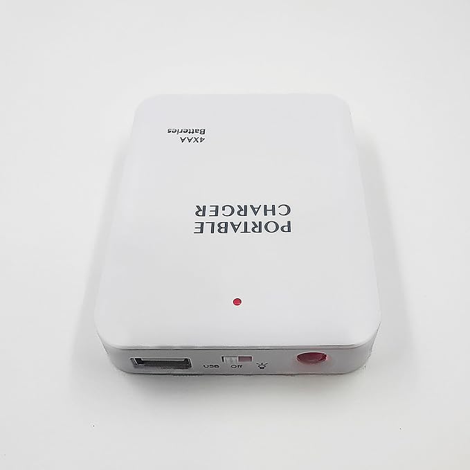 Battery Operated Phone Charger Emergency|USB Battery Powered Power Bank Portable 4 AA Batteries Powered Outlet (White) - Image 8