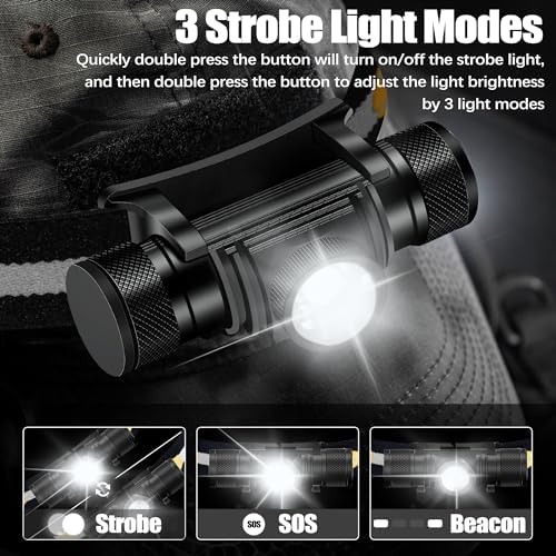 Headlamp Rechargeable, 1200 Lumen Zoomable LED Head Lamp for Adults, IP66 Waterproof Rechargeable Headlight with 9 Modes, Super Bright Head Flashlight with 2600 mAh for Outdoor Camping Hiking Running - Image 3