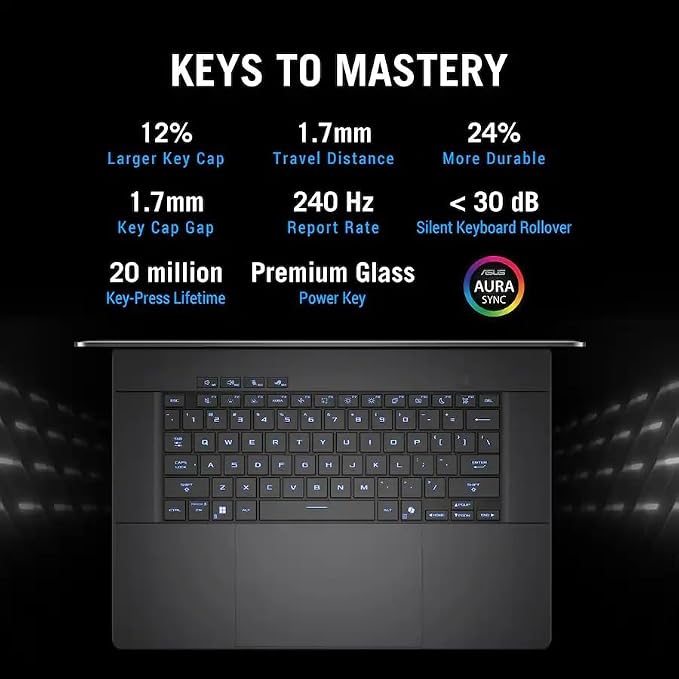 ASUS ROG Zephyrus 16 Gaming Laptop, 16" Nebula OLED 2.5K 240Hz, NVIDIA GeForce RTX 5070, Intel Core Ultra 9 285H, 16GB RAM 2TB SSD, Wi-Fi7, Backlit KB, Win11, Eclipse Gray, w/USB Hub, W/GaLiMu - Image 6