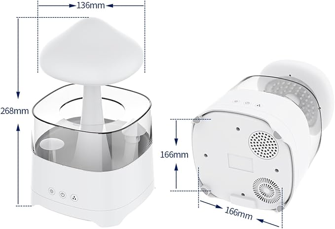 Rain Cloud Humidifier for Bedroom with Remote Control, Built-in Sound Speaker, Aromatherapy Water Drip Diffuser, LED Night Light & Raindrop Sounds for Sleep and Relaxation - Image 3