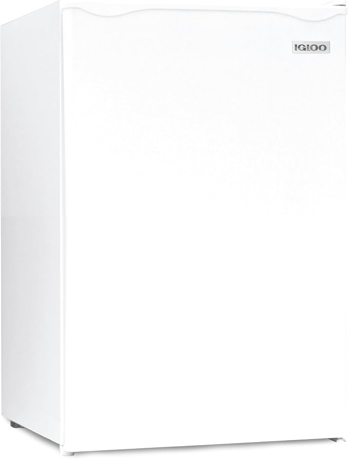 Igloo 2.6 Cu.Ft Mini Fridge with Freezer- Single Door Compact Refrigerator with Glass Shelves for Homes, Dorms & Offices- Keep Snacks, Drinks & Frozen Foods Cool with Temperature Control Fridge- White by Igloo
