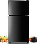 F.W.WOOLWORTHS 3.5 Cu.Ft Refrigerator with Freezer | Compact Fridge with 2 Doors for Office, Kitchen, Dorm and Bedroom, 7 Level Temp Adjustable Thermostat, Black by FWWOOLWORTHS