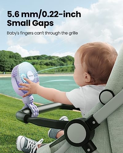 Gaiatop Mini Electric Fan with 360 Rotation, 5.5mm Gaps, Rechargeable Battery, 3 Speeds, Purple - Image 2