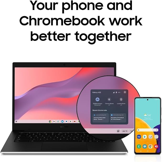 Samsung 14" Galaxy Chromebook Go Laptop PC Computer, Intel Celeron N4500 Processor, 4GB RAM, 576GB Storage Space (64GB eMMC + 512GB External Drive), ChromeOS, Student Laptop, Silver - Image 3
