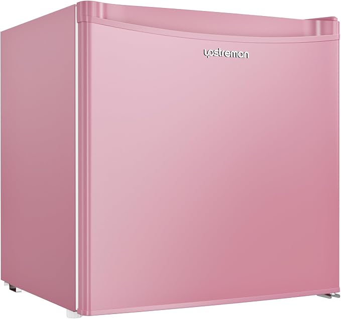 Upstreman 1.7 Cu.ft Mini Fridge with Freezer, Pink-FR17 | Dorm Essentials, Adjustable Thermostat, Energy Saving, Low Noise, Compact Refrigerator for Dorm, Office, Bedroom by StartUpLiveBetter