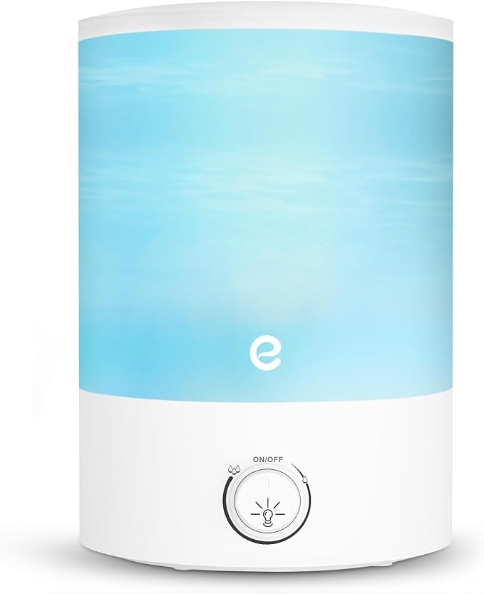 Esemoil Humidifiers for Bedroom, 2.5L Cool Mist Ultrasonic Air Humidifier with Top Fill & Quiet, 360° Nozzle, BPA Free, 25 Hour Diffuser with 8 Color Light & Auto Shut-off for Home Baby Nursery Plants by Esemoil