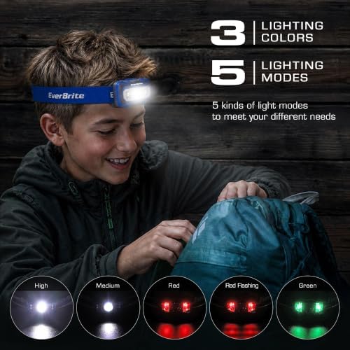 EverBrite Headlamp, 300 Lumens LED Head Lamp for Kids & Adults, Red Light - Image 2