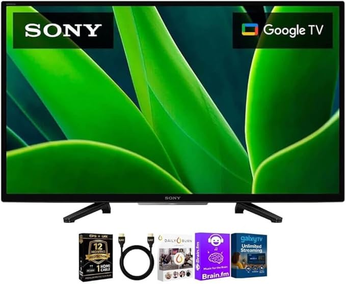 Sony KD32W830KIT1 32 inch Class W830K HD LED Smart Google TV HDR Android TV Built in Chromecast WiFi HDMI Streamin | HDR support, Google TV, Google Assistant, HDMI Cable, 12-Month CPS Plan & Streaming Bundle by Unknown