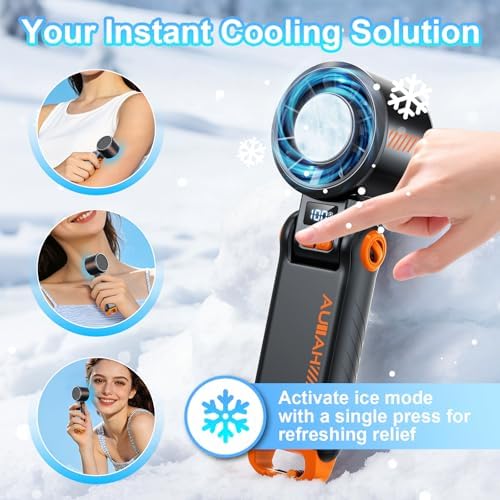 Portable Handheld Turbo Fan - 5 Speed Mini Personal Fan with Strong Airflow, Foldable 3 in 1 Rechargeable Battery Operated Trave Essentials Hand Fans for Indoor/Outdoor Use (Dark Black) - Image 2