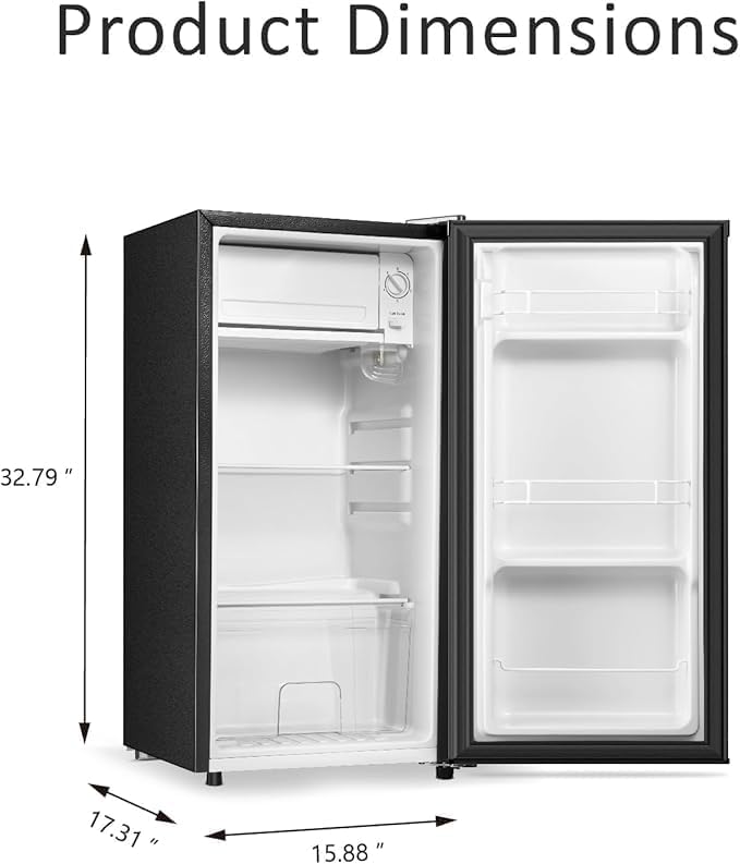 Seaoola Mini Fridge with Freezer, Single Door 3.1 Cu.Ft, Compact Mini Refrigerator, LED Light, Adjustable Thermostat, Removable Glass Shelves, Small Refrigerator for Dorm/Office/Bedroom(Sliver) - Image 7