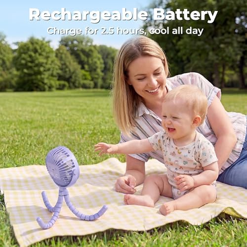 AMACOOL Battery Operated Stroller Fan, Portable Clip On Fan Rechargeable - Image 4