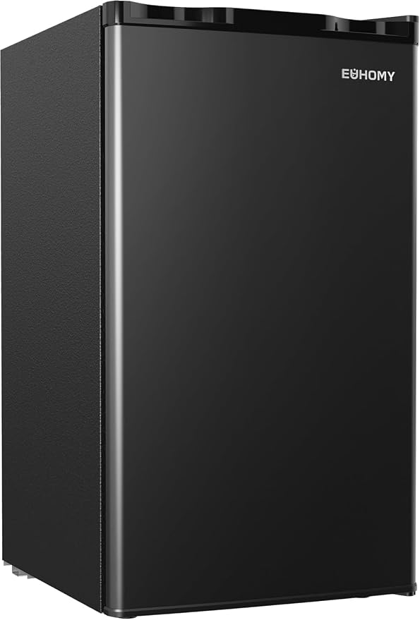 EUHOMY 3.2 Cu.Ft Mini Fridge with Freezer, Single Door Compact Refrigerator, Adjustable Thermostat, Mini Refrigerator Energy Saving, Mini fridge for Bedroom, Dorm, Office, Black by EUHOMY