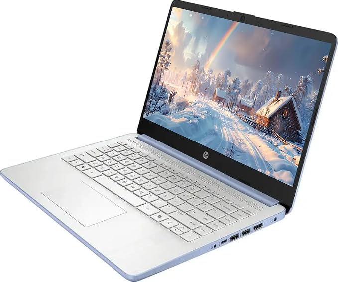 HP 14" Business Laptop Computer with Microsoft Office 365, 4-Core Intel Processor, 128GB Storage, 4GB RAM, Windows 11, SageNova Earphones, Sky Blue - Image 3