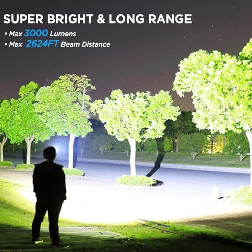 NJ FOREVER LED Rechargeable Headlamp, 3000 Lumens Super Bright Head Lamp with 5 Modes, 90°Adjustable, USB Rechargeable, Waterproof LED Headlamps for Adults Camping, Hiking, Climbing (2 Pack) - Image 2