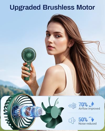 SWEETFULL Handheld Portable Fan, 5000mAh Rechargeable Battery, 6 Speed Wind, LED Digital Display, Foldable Electric Personal Mini Travel Fan with Backup Power, Summer Essentials Gifts for Women Girl - Image 3