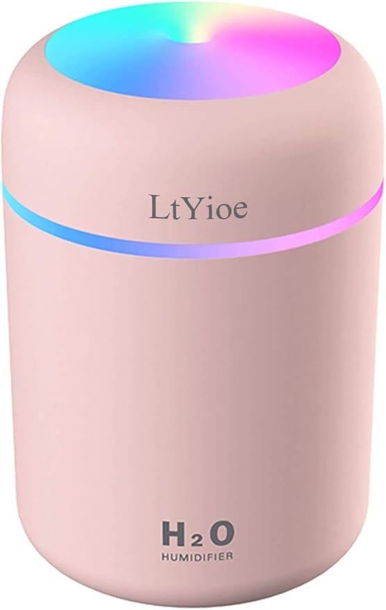 Colorful Cool Mini Humidifier, USB Personal Desktop Humidifier for Car, Office Room, Bedroom,etc. Auto Shut-Off, 2 Mist Modes, Super Quiet. (Pink) by LtYioe