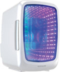 Frigidaire Gaming Light Up Mini Beverage Refrigerator, 6 can, 4 liters, Cooler with large see through door and LED lights Perfect for Gaming Experience, Home, Office, or Cars.12V Charger (White) by Unknown