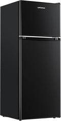 Upstreman 4.0 Cu.Ft. Mini Fridge with Freezer, Dorm Essentials, Double Door Small Refrigerator for Office, Dorm, Bedroom, Adjustable Thermostat, Large Capacity, Black-BR401 by StartUpLiveBetter