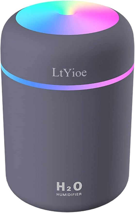 Colorful Cool Mini Humidifier, USB Personal Desktop Humidifier for Car, Office Room, Bedroom,etc. Auto Shut-Off, 2 Mist Modes, Super Quiet. (Navy)(Black) by LtYioe