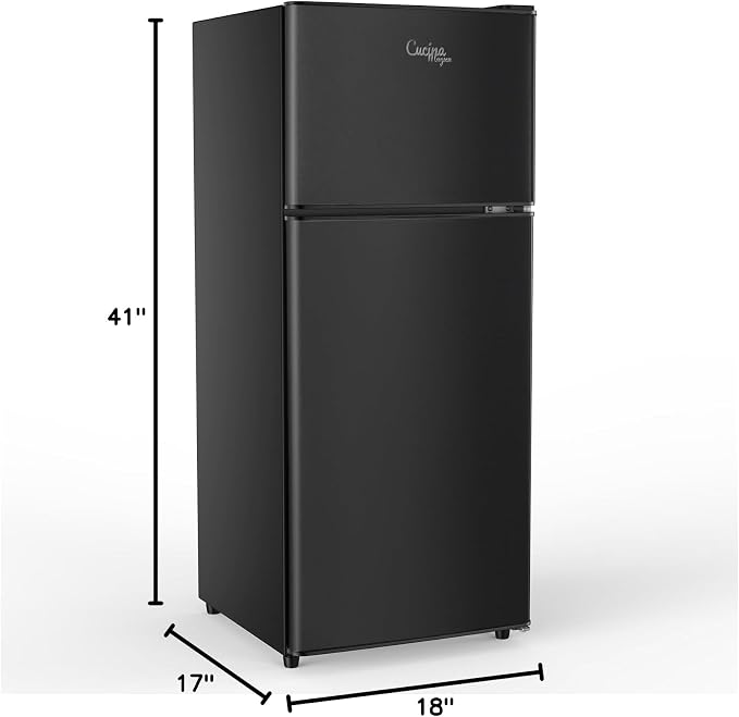 Cucina Magica Mini Fridge with Freezer, 3.8 Cu.Ft Small Fridge, Energy Saving, Low Noise,7 Adjustable Thermostat, Double Door Small Refrigerator for Dorm, Bedroom, Office - Image 8
