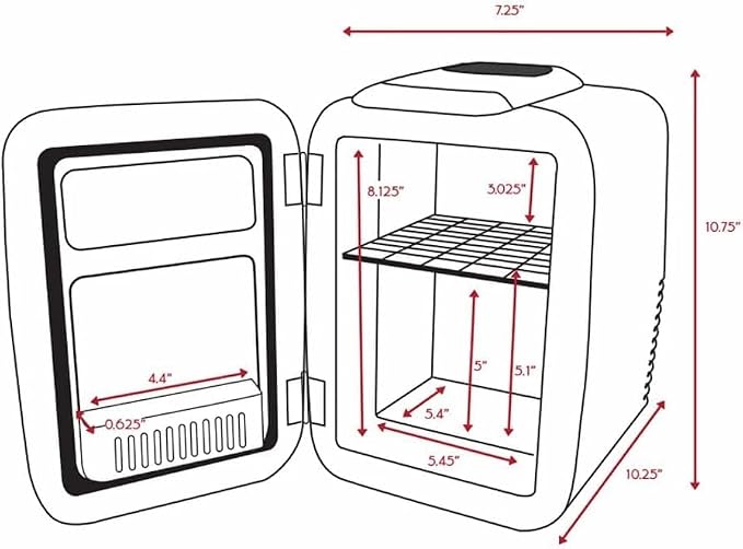 Cooluli Mini Fridge for Bedroom - Car, Office Desk & Dorm Room - Portable 4L/6 Can Electric Plug In Cooler & Warmer for Food, Drinks, Skincare Beauty & Makeup - 12v AC/DC & Exclusive USB Option, Black - Image 6