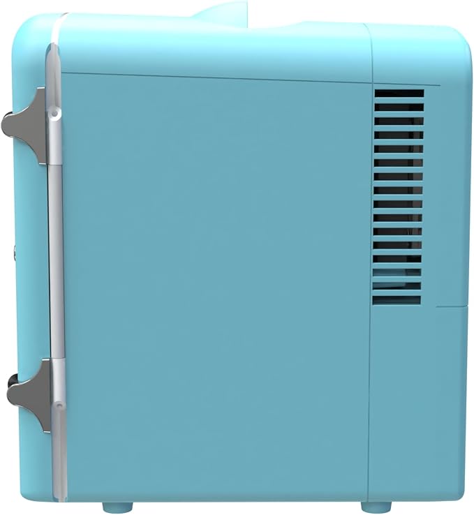 Frigidaire EFMIS171 Retro Mini Portable Personal Fridge - Ideal for Home, Office or Dorm - Includes Carrying Handle, AC/DC Wall/Car Charger (SkyBlu) - Image 4