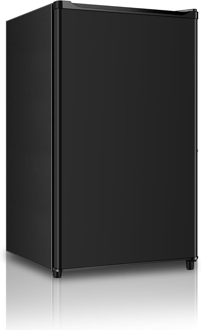 Seaoola Mini Fridge with Freezer, Single Door 4.4 Cu.Ft, Compact Mini Refrigerator, LED Light, Adjustable Thermostat, Removable Glass Shelves, Small Refrigerator for Dorm/Office/Bedroom(Black) - Image 2